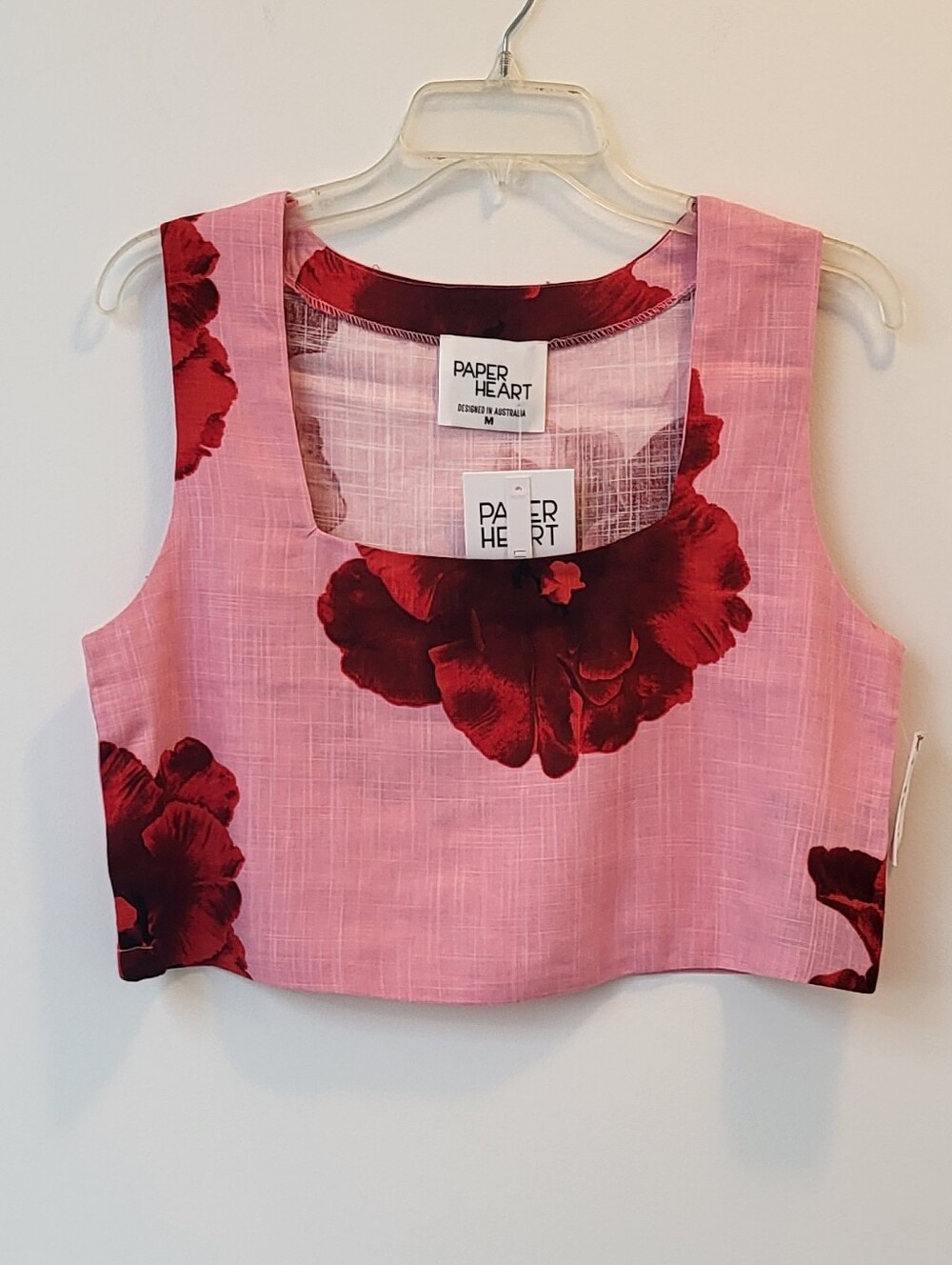 Pink Floral Cropped Tank Top